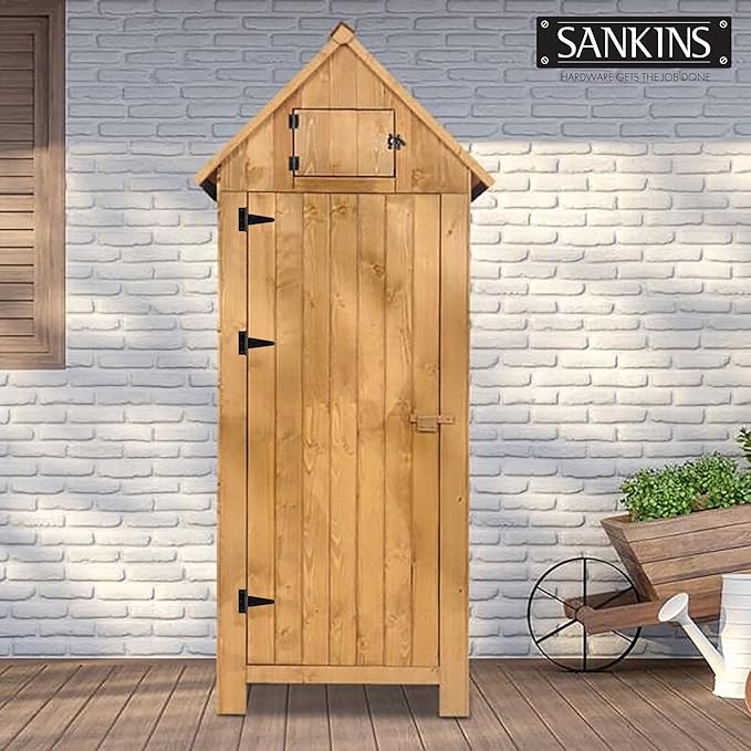 4 Inch T-Strap Shed Door Hinges Heavy Duty, Black Tee Gate Hinges for Wooden Fences, Yard Door, Barn Door Gates, Wrought Hardware Rustproof, 4Pack