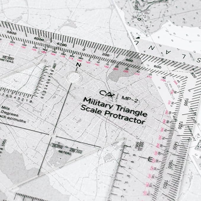CYA Military Map Protractor Coordinate Scale Map for Land Navigation, Military Style UTM/MGRS Coordinate Scale