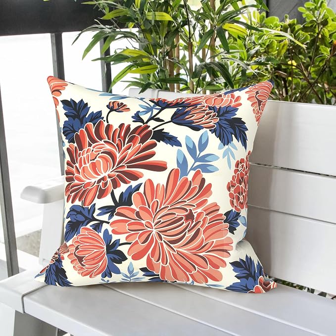 LVTXIII Outdoor Pillows 20x20 Inch, 2 Pack Large Decorative Square Throw Pillows with Inserts for Couch, Bed, Floor Seating, Patio Furniture, Vibrant Blossom