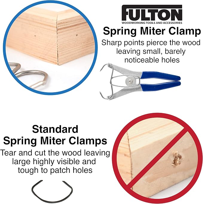 Fulton Miter Spring Clamps for Woodworking Set, Wood Trim, Picture Frames, Crown Molding Tool, Hip Clip & 13 Spring Miter Clamps for Trim, Finish Carpenter Tools, Made in USA