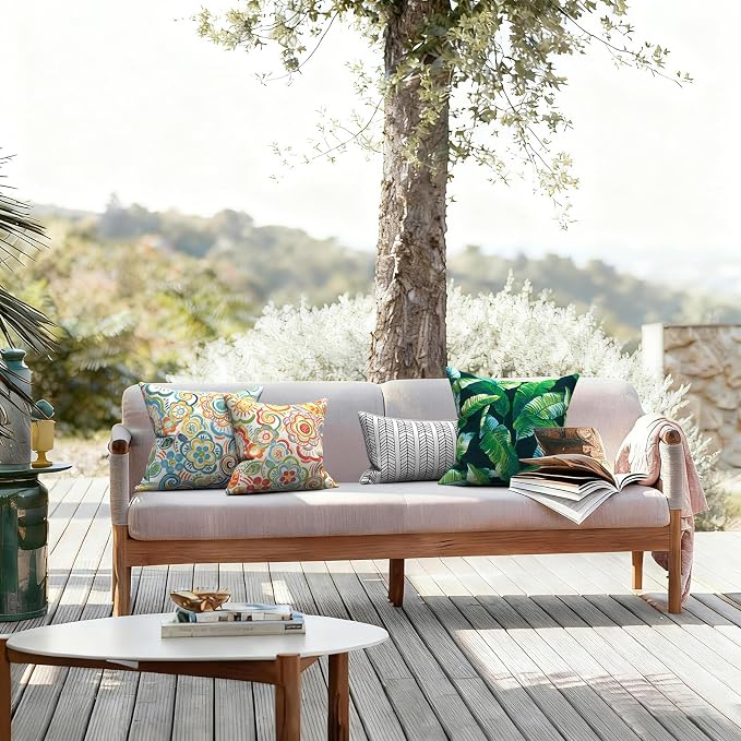 LVTXIII Outdoor Throw Pillows, Decorative Throw Pillows with Inserts, 20"x20" Square Pillows for Bed, Couch, Sofa and Patio Furniture, Set of 2, Hanalei Lagoon