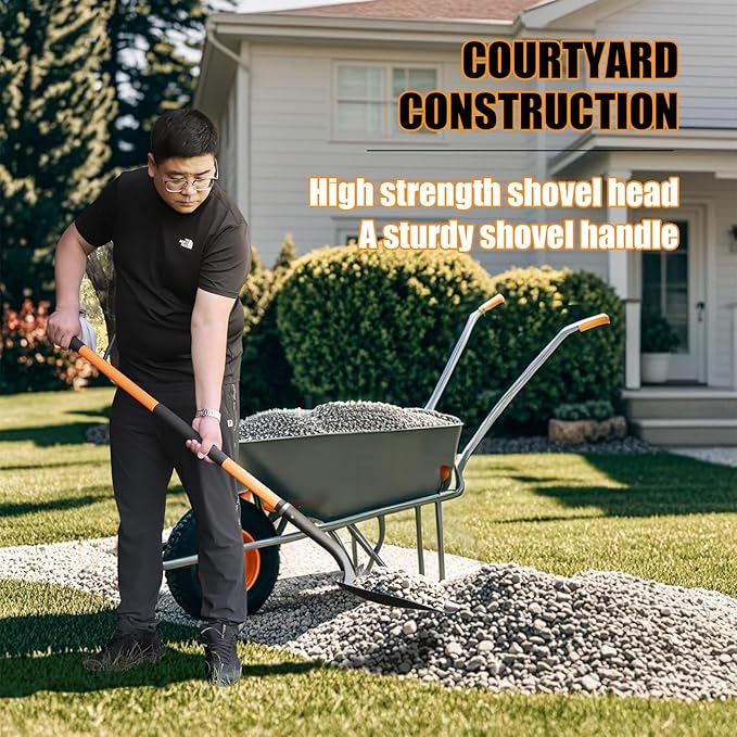 KOLEIYA Shovel for Digging,Heavy Duty Garden Shovel,Shovels for Gardening Digging,Spade Shovel with Orange Fiberglass Handle,57 inches