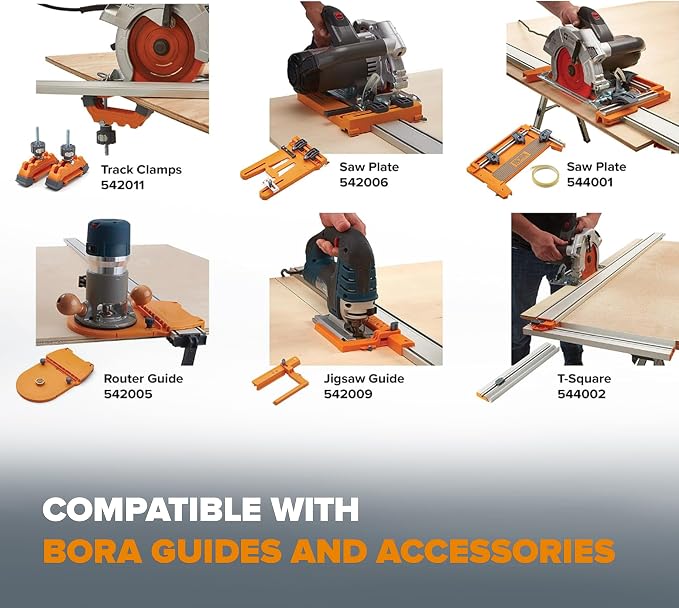 BORA NGX Clamp Edge Saw Guide 100 Inch - Circular Saw Track Guide Rail for Straight Cuts, Aluminum Skill Saw Guide with T-Track, Cutting Guide for Circular Saw 544100