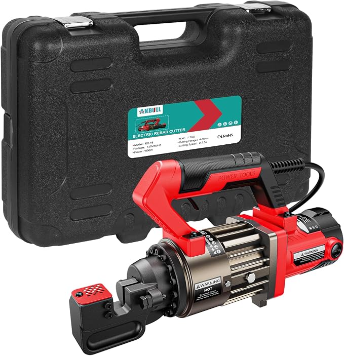 Anbull 1000W Electric Hydraulic Rebar Cutter, Cutting up to 5/8 Inch 4-16mm #5 Rebar, with Replaceable Jaw Blades, Cutting Speed 2-2.5S (EC-16)