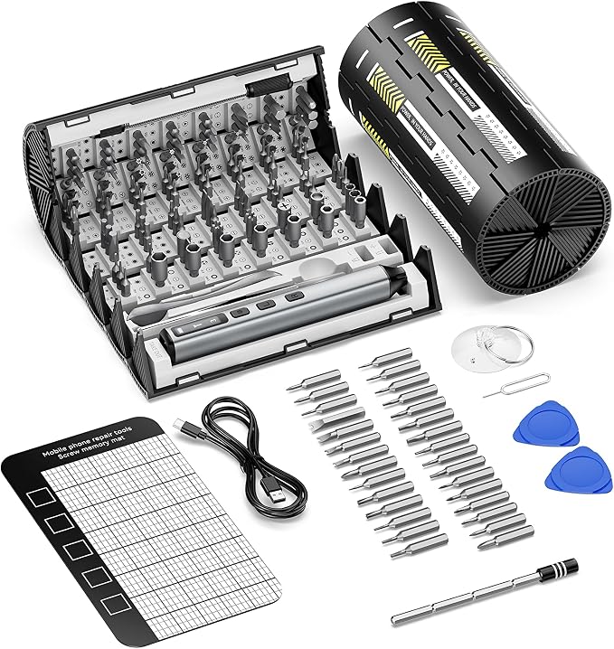 162-in-1 Mini Electric Screwdriver Set, NEZZBE Precision Cordless Power Screwdriver with 150 Magnetic Bits, 4 Torque Settings, Up to 5N.m Manual, LED Light & Portable Repair Kit for Laptop, Watch, PS5