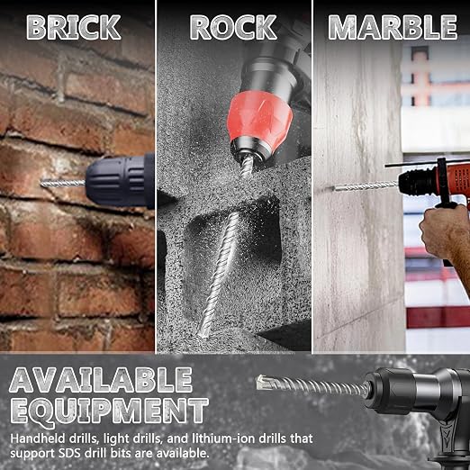 SDS Plus Rotary Hammer Drill Bits, (1"*18"-25mm*460mm) - 10 Carbide Cutting Edges, Ideal for Masonry| Heavy-Duty Masonry |Hammer Drill Bits for Precision Drilling