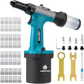 LIBRATON Pneumatic Rivet Gun Kit, Heavy Duty Air Riveter Tool 3/32", 1/8", 5/32", 3/16" with 200 Rivets, Air Hydraulic Pop Rivet Gun for Automotive Repair, Self-Suction Design