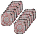 Lunarable Moroccan Chair Cushion Pads Set 12, Colorful Patterned Ornament Medieval Openwork Eastern, Anti-Slip Seat Padding for Kitchen & Patio, 16"x16", Coral Red Pale Grey