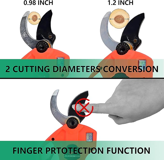 Cordless Electric Pruning Shears, 1.2" (3cm) Cutting Diameter, SK5 Blade, 2×21V 4500mAh Batteries, Lightweight Ergonomic Garden Tree Branch Cutter
