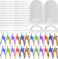 72 Pack Math Compass & Protractor Geometry Math Plastic Ruler Set Drawing Compass with Pencils 6 Inch Plastic Protractor for Geometry Bulk for Office Woodworking Art Drawing