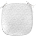 Lunarable Trellis Grey Chair Seating Cushion, Polygonal Shapes in a Geometric Grid Continuous Pattern Abstract, Anti-Slip Seat Padding for Kitchen & Patio, 16"x16", Pale Taupe and Grey