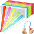 Fumete 300 Pack 12 Inch Plastic Rulers Bulk for Classroom Supplies Flexible Transparent Assorted Color Ruler with Centimeters and Inches for Office Teacher Student