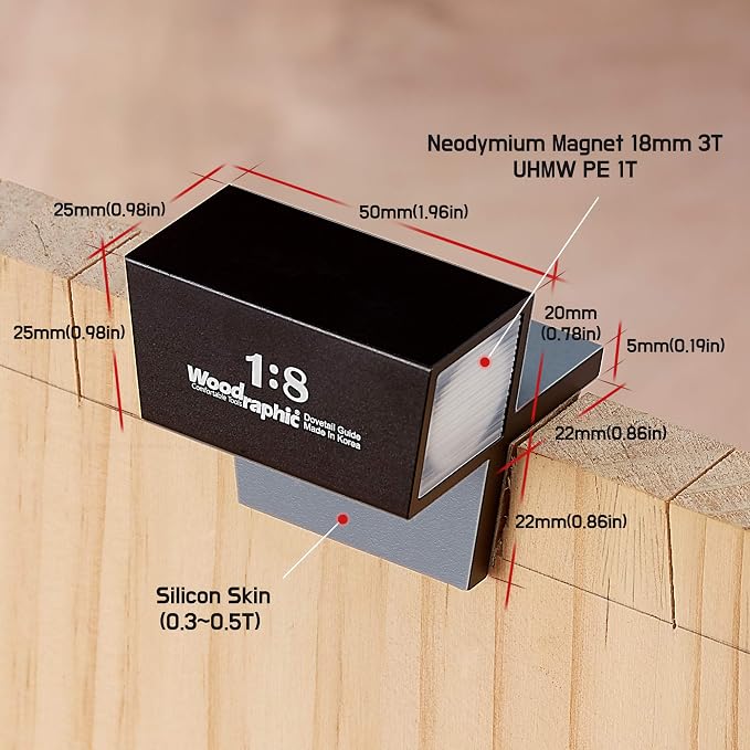 Dovetail Saw Guide Set – 1:6 & 1:8 Magnetic CNC Layout Tool for Precise Hand-Cut Woodworking Joints – Joinery Angle Marker for Soft & Hard Wood Applications