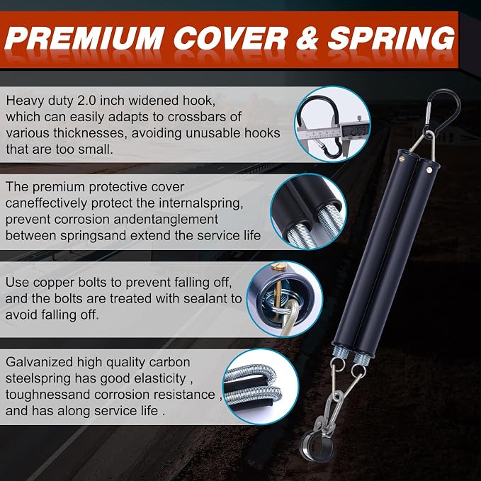 CheeMuii 16" Double Tender Spring Kit & 3-IN-1 Semi Truck Air Lines Holder