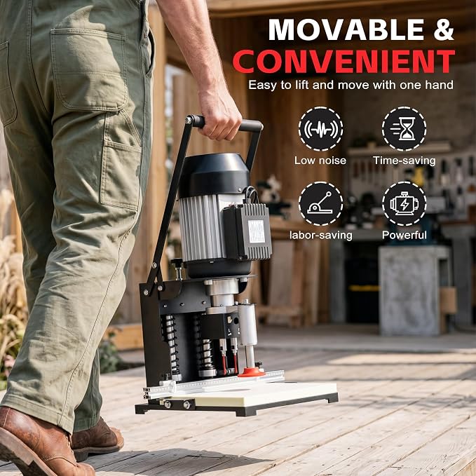45-9.5mm Hinge Drilling Machine for Woodworking,1100W Boring Machine Portable Hinge Drill with 0-40mm Depth,110V, 2840 RPM, Precision Scale & Air Spring Clamp for Cabinets