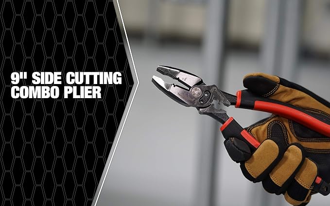 Southwire Sidecut Plier 9-Inch Combination Tool - Delivers Maximum Precision Cuts & Versatile Functionality - Reamer, Stripper, Crimper, Bolt Shear - Fire Rivet Construction