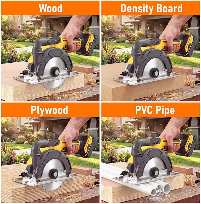 Cordless Circular Saw, Compatible with DeWalt 20V Max Battery (NO Battery) 7000RPM Brushless Motor 6-Inch Alloy Blade, 2.2"(90°), 1.5"(45°) Max Cutting Depth Lightweight 4.3Lbs for Wood PVC Cutting