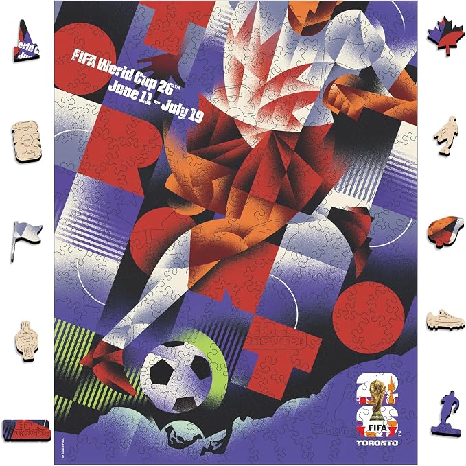 FIFA World Cup 2026 City Puzzle Toronto Poster Wooden Jigsaw Puzzle, 200 Pieces Official Soccer Sports Game Gift for Men Women, Adults Home Decoration Puzzle, 9.3x11.8''