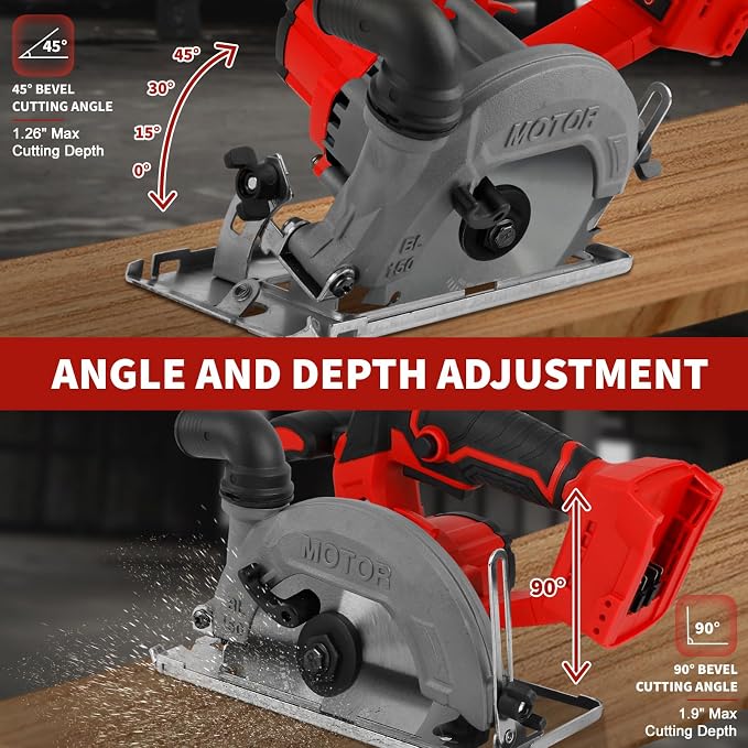 6 Inch Circular Saw for Milwaukee M18 18V Battery (No Battery), Brushless Cordless Round Saw Kit with 0-45° Cutting Bevel, 6200 RPM, Idea for Wood Plastic Soft Metal