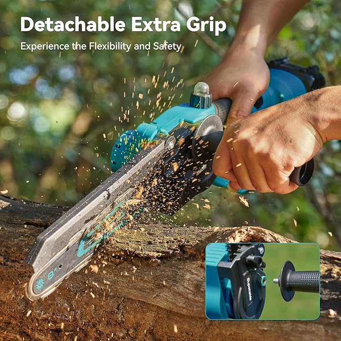 Mini Chainsaw Cordless, 8 Inch & 6 Inch Electric Chainsaw Battery Powered, 1000W Brushless Handheld Power Chain Saw with 2 Batteries, Small Tree Saw for Branch Trimming Wood Cutting