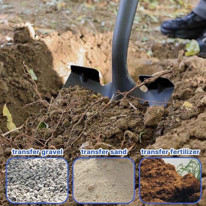 KOLEIYA Shovel,Shovels for Digging Heavy Duty with Fiberglass Handle,Spade Shovel for Gardening Trenching Planting Transferring,57 inches,Blue