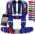 1pc 50 Cal Blue 4 Point Harness 2" straps, Racing Harness Seat Belt | Ultra Kush padding, Push Button quick release hardware. Universal Fit for UTV, RZR, race car