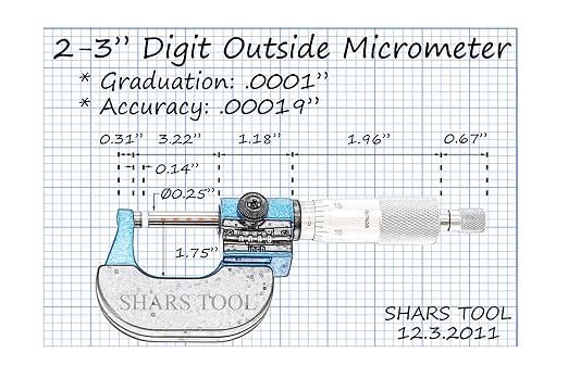 Shars 2-3" Digit-Outside Micrometer 303-2405 P)