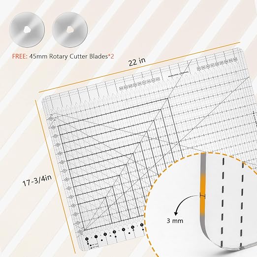 XL Slotted Quilting Ruler 17-3/4 x 22 Inch, Extra Large Acrylic Multi-Strip Fabric Cutting Template, Non-Slip Precision Sewing Ruler for 1.5 & 2.5 Inch Strips, Jelly Rolls and Patchwork Squares