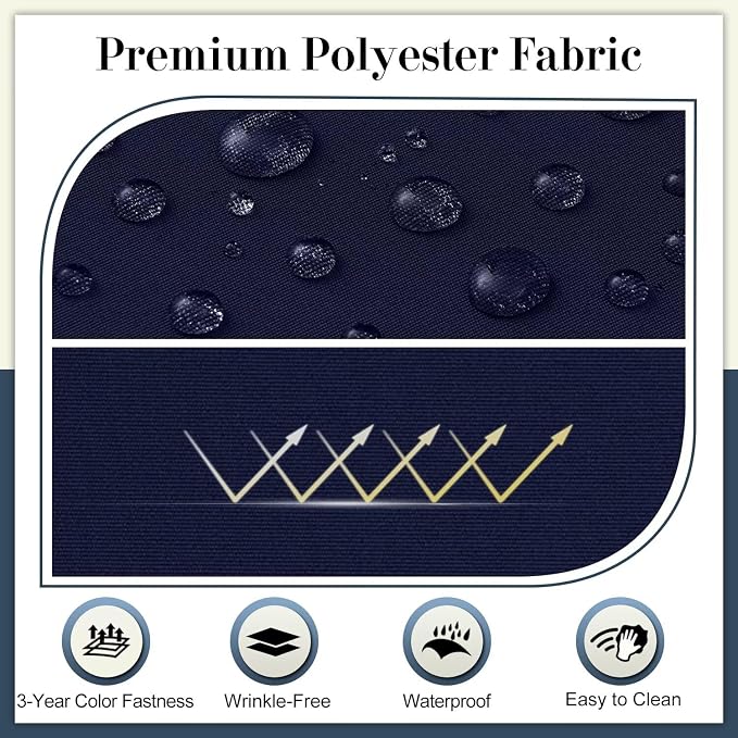 Cozyide Outdoor Chair Cushions, Waterproof Patio Seat Cushions with Adjustable Straps, Round Corner Patio Chair Cushions for Garden, Navy, 17x16x2 Inch (Pack of 4)