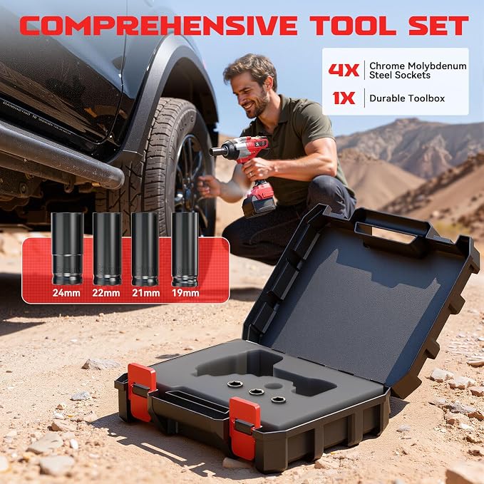 Cordless Impact Wrench 3/4 inch Compatible with Milwaukee Battery, Cerycose1850ft-lbs (2500N.m) Brushless Electric Impact Gun, High Torque Impact Driver, Heavy-Duty Automotive with 4 Sockets