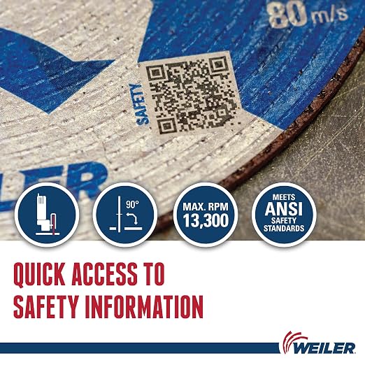 Weiler 58100 4-1/2 Inch Cutting Wheel, Tiger Inox Stainless Steel Contaminant-free High Performance Cutting, .045" INOX60S Type 1 7/8" Arbor, Pack of 25