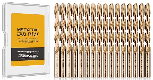 Metric 16Pcs M35 Cobalt Drill Bit Set, 6mm HSS Cobalt Jobber Drill Bits, for Hardened Metals, Stainless Steel, Cast Iron and Wooden Plastics