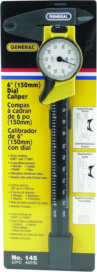 General Tools 145 6-Inch Plastic Dial Caliper, Thousandths Reading