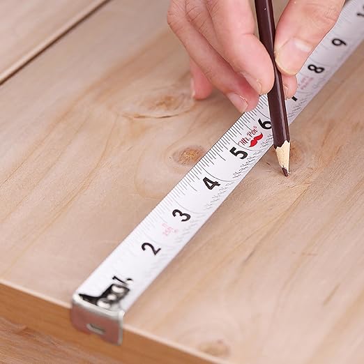Mr. Pen- Retractable Tape Measure 25 ft, Light Brown, Easy Read, Steel Retractable Measuring Tape with Fractions, Ideal for Construction & DIY Projects