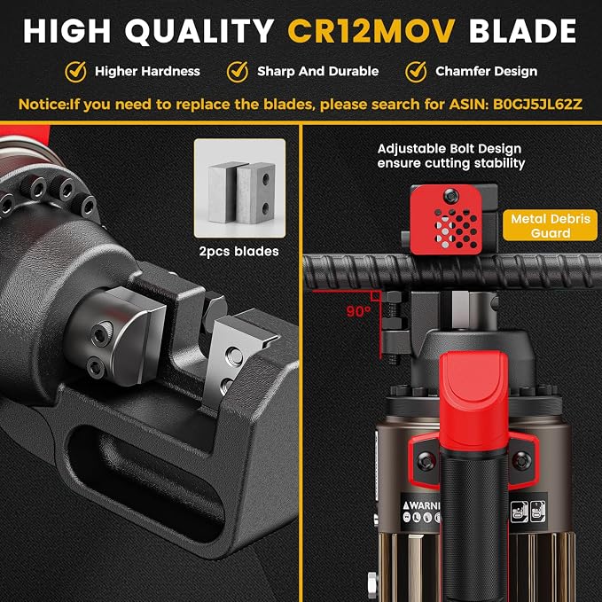Anbull 1000W Electric Hydraulic Rebar Cutter, Cutting up to 5/8 Inch 4-16mm #5 Rebar, with Replaceable Jaw Blades, Cutting Speed 2-2.5S (EC-16)