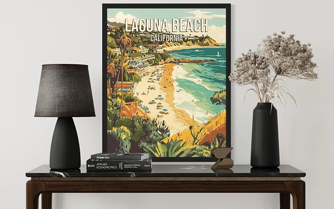Laguna Beach California Wall Art Print Poster, US Vintage Retro Beach Scenery Posters Prints for Restroom Home Picture Painting Artwork Gallery 219 (Laguna Beach California, 24 x 36 inches, Unframed)