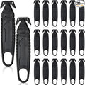 Therwen 20 Pcs Safety Box Cutter Knife of Stainless Steel Concealed Blade Package Opener with Tape Splitter for Carton Cardboard Wrap Letter Work Bag Straps Film Utility Tool (Black)
