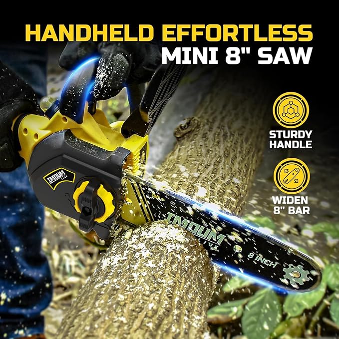 8 Inch Mini Chainsaw Cordless, Brushless Electric Chainsaw with 2x 21V 3.0Ah Batteries, Tool-Free Chain Tension & Auto Oiler, Handheld Pruning Chainsaw for Tree Trimming Wood Cutting, 2026 Upgraded