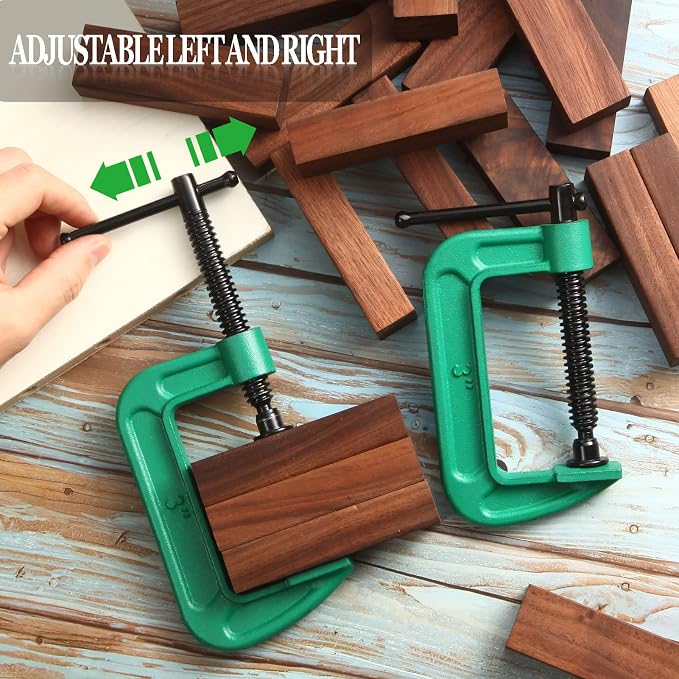 4 Pcs C Clamp Set 3 Inch Heavy Duty G-Clamps Automotive and Wood Working Clamps with Jaw Opening Sliding for DIY Carpentry Woodworking Welding and Building(3 Inch, Green)