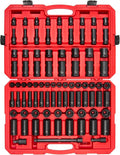 TEKTON 1/2 Inch Impact Socket Set, 87-Piece | SID92407 | (5/16 - 1-1/4 in., 8 - 32 mm), Shallow and Deep, 6-Point, Case