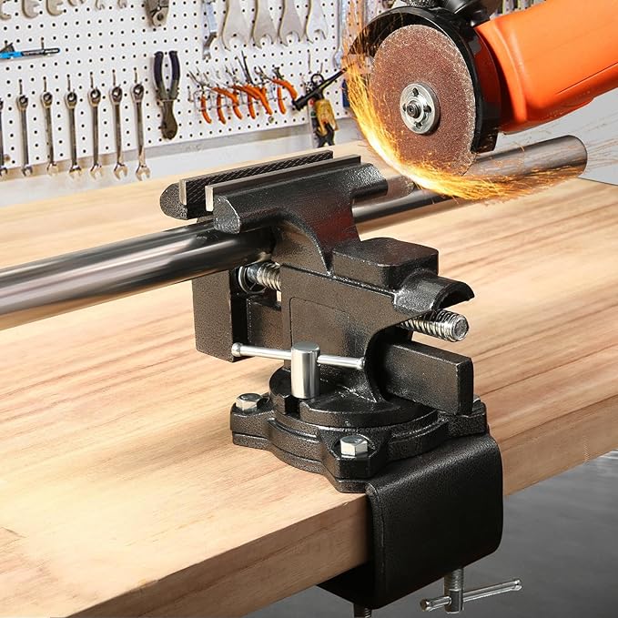 Bench Vise, 6" Table Vise For Workbench,2-in-1 Multi-Purpose Heavy Duty Bench Vice With Multifunctional Soft Jaws, 270° Swivel Base Home Vise for Woodworking,Home Workshop,Welding and DIY