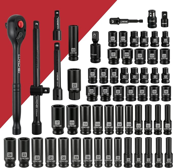 LLNDEI 112Pcs Mechanics Tool Set, 1/2" Drive Ratchet Wrench Tool Set | SAE and Metric, 6&12-Point Sockets Set with Bits, Combination Wrench universal joint adapter, with Storage Case
