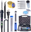 YIHUA 947-III 60W Soldering Iron Kit Adjustable Temperature with Sticky Holder, Tip Cleaner, Cleaning Sponge Power Switch, Operation Indicator, Portable Soldering Kit
