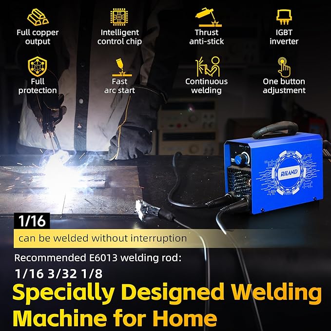 RILAND Stick Welder, 110V Portable ARC Welding Machine – 4.4lb Lightweight, Hot Start, Anti-Stick & Overload Protection for Home DIY, Metal Repair, Workshop Use