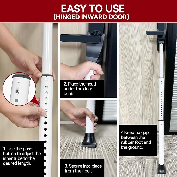 AceMining Upgraded Door Security Bar & Sliding Patio Bar, Heavy Duty Stoppers Adjustable Jammer for Home, Apartment, Travel (2 Pack,White)