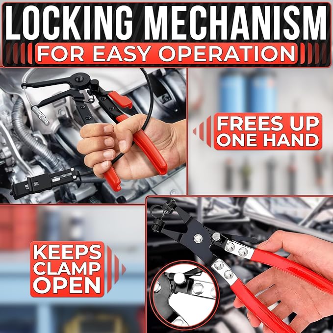 2 Pcs Radiator Hose Clamp Pliers Automotive Set – Heavy-Duty Radiator Hose Clamp Tool with Locking Mechanism – 8.2" & 8.6" Non-Slip Rubber Handles, Easy to Use | for Coolant, Fuel, Oil Hose Repairs
