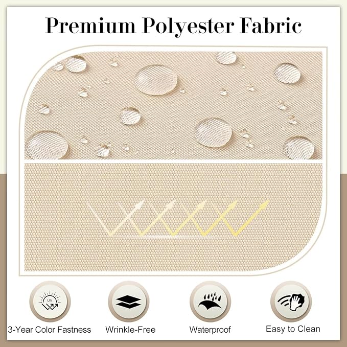 Cozyide Outdoor Chair Cushions, Waterproof Patio Seat Cushions with Adjustable Straps, Round Corner Patio Chair Cushions for Garden, Beige, 17x16x2 Inch (Pack of 4)