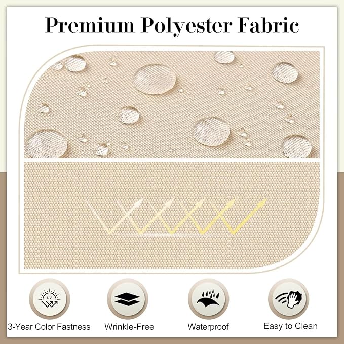 Cozyide Outdoor Chair Cushions, Waterproof Patio Seat Cushions with Adjustable Straps, Round Corner Patio Chair Cushions for Garden, Beige, 17x16x2 Inch (Pack of 2)