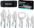 DURATECH 6-Piece Locking Pliers Set, CR-V Steel Vice Grip Pliers, Long Nose, Curved Jaw & C-Clamp, Fast Release, 5" 6" 7" 10" 6-1/2" 9-1/2", with Oxford Roll-Up Pouch
