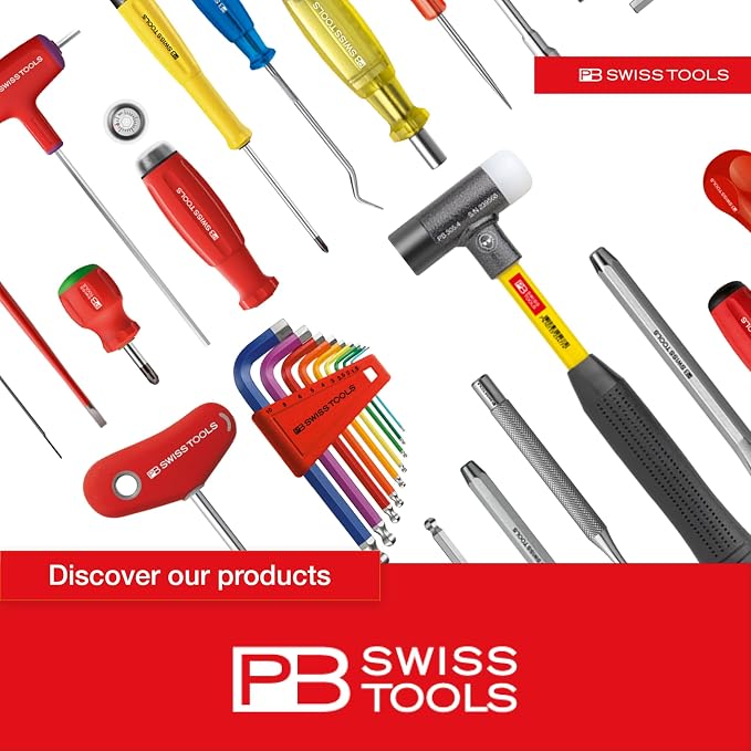 PB SWISS TOOLS Long Hex Key L-Wrenches PB 214Z.H CN | 100% Swiss Made | 7-Piece Allen Key Set (Inch) Size 3/32" to 5/16" in Practical Holder